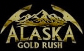 a logo for alaska gold rush with a mountain on it