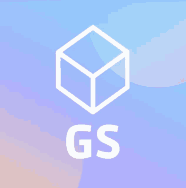 a blue background with a white cube and the word gs below it