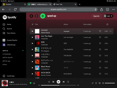 a screen shot of a spotify app on a laptop