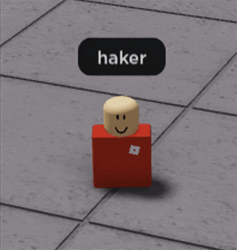 a roblox character with a button that says hacker