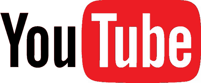 a red and white youtube logo with black letters