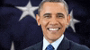 barack obama is smiling in front of the american flag