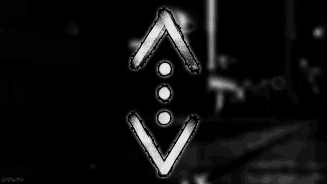 a black and white image of a symbol with three arrows pointing in opposite directions .