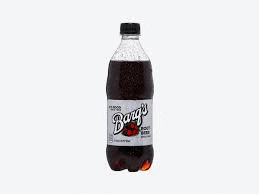 a bottle of bang 's root beer is sitting on a white background .