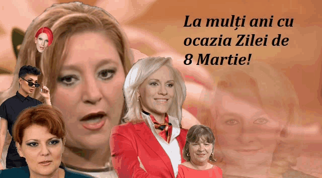 a collage of women with the words la multi ani cu ocazia zilei de 8 martie on top