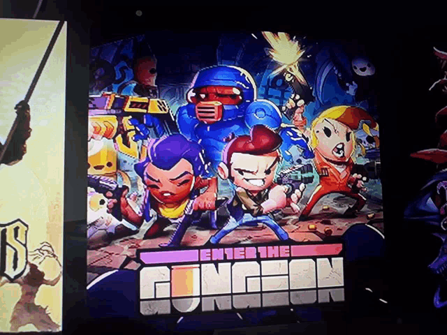 a video game called enter the dungeon is being displayed on a screen