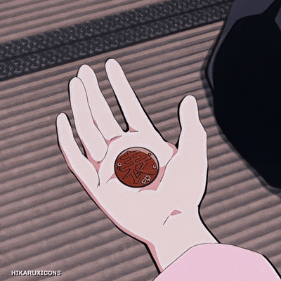 a hand holding a coin that says ' hikaruicons ' on the bottom