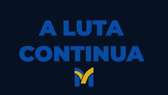 a blue sign that says " a luta continua "