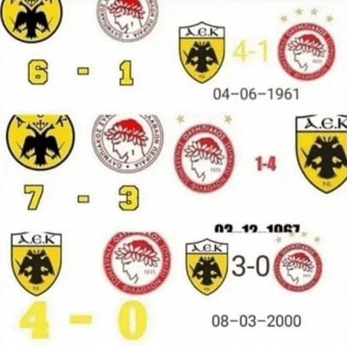 a collage of aek logos with the date 04-06-1961 at the bottom