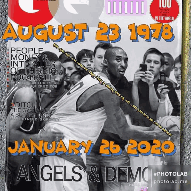 a magazine cover with a picture of kobe bryant and the date august 23 1978