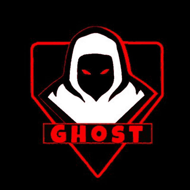 a ghost with a hood and red eyes is in a red triangle on a black background .