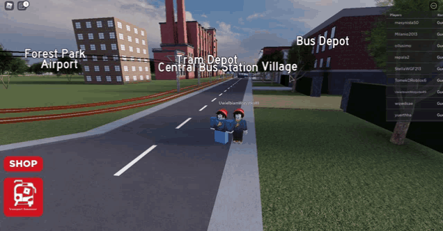 a screenshot of a video game with the words forest park airport and tram depot