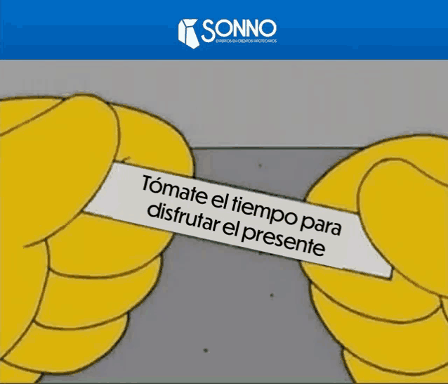 a cartoon of a person holding a piece of paper that says tomate el tiempo para disfrutar el presente