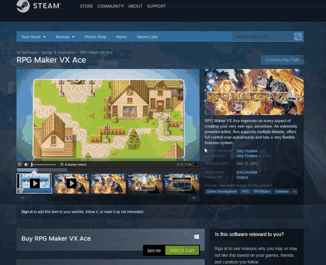 a screenshot of rpg maker vx ace on the steam store