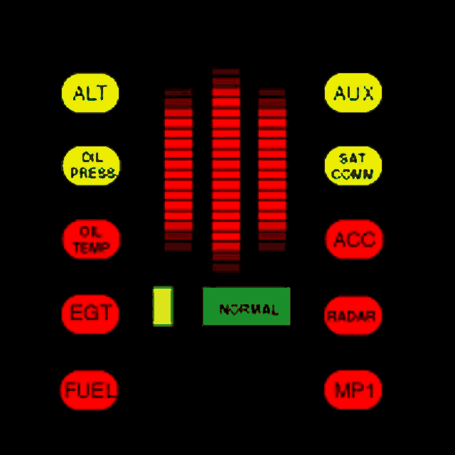 a black background with red buttons that say alt aux and oil press