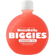 a bottle of buzzball biggies strawberry rita drink