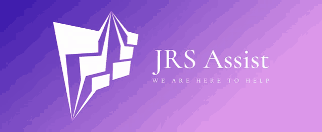 a logo for jrs assist that is purple