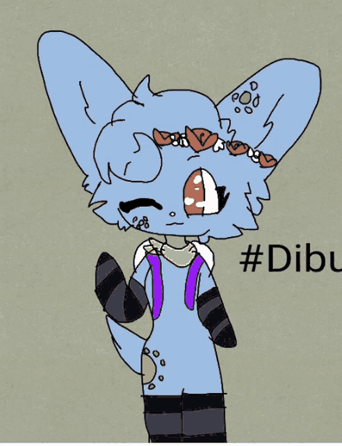 a drawing of a blue animal with the hashtag #dibu on the bottom right