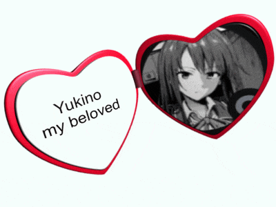 a heart shaped mirror with the words " yukino my beloved "