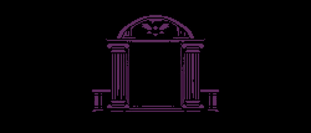 a pixel art of a door with columns on a black background