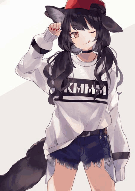 a girl wearing a shirt that says kmmm