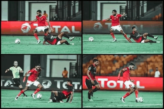 a collage of four photos of a soccer game with the word total in the bottom right corner