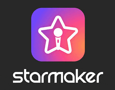 the logo for the starmaker app has a star and a microphone in it .