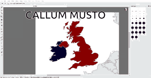 a computer screen shows a map of the united kingdom and says callum musto