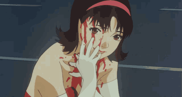 a girl with blood coming out of her face