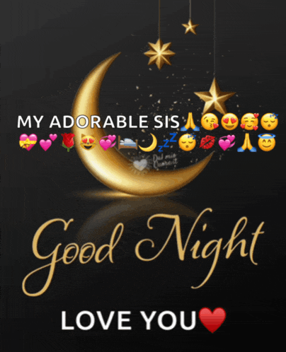 a poster that says " good night love you " with a crescent moon and stars