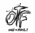 a black and white logo for otf only the family .