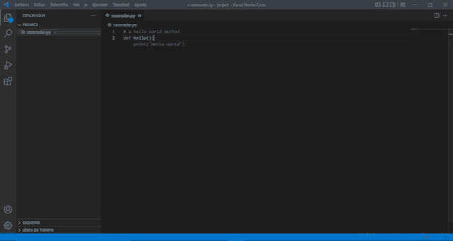 a screenshot of a python program that says hello world method