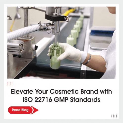 a page that says elevate your cosmetic brand iso 22716 gmp standards