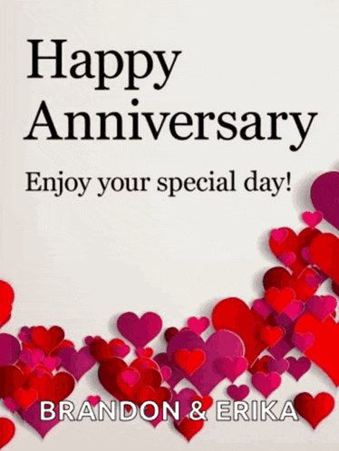 a card that says happy anniversary enjoy your special day brandon & erika