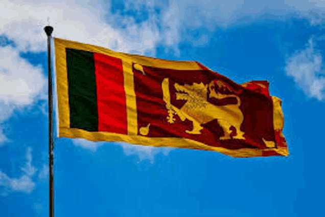 the flag of sri lanka is flying in the wind against a blue sky