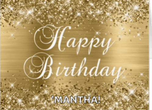 a gold background with the words happy birthday martha written on it