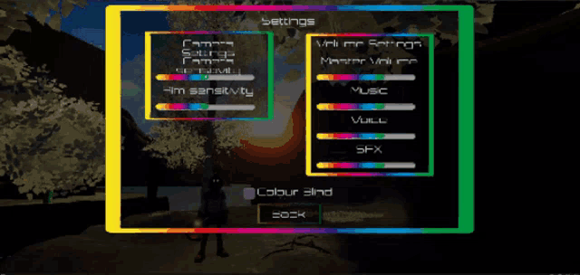 a screenshot of a video game that says settings on it