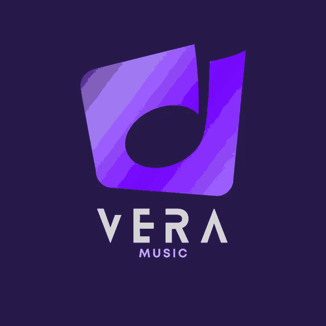 a logo for vera music with a purple note in the middle