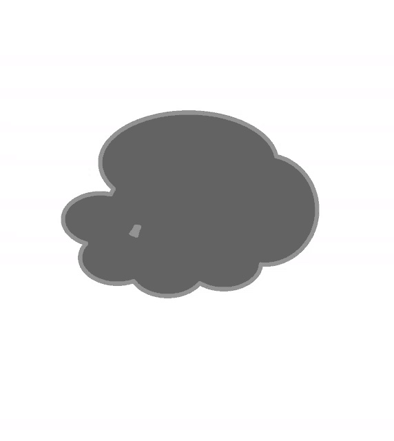 a cartoon drawing of a cloud with a small hole in it