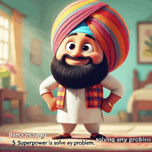 a cartoon of a man with a beard wearing a turban