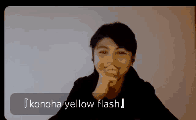 a video of a person with the words konoha yellow flash behind them