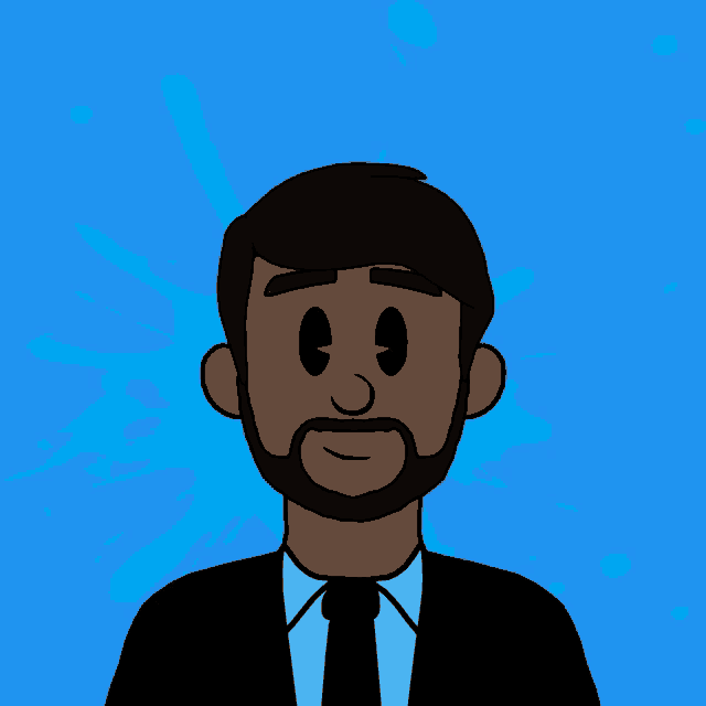 a cartoon drawing of a man with a beard