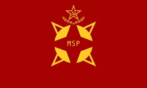 a red background with a yellow star and the words msp