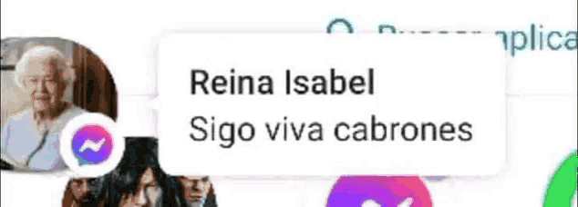 a speech bubble that says reina isabel sigo viva cabrones on it