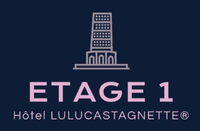 a logo for hotel lulucastagnette with a tall building