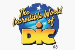 the logo for the incredible world of dis is a blue circle with stars on it .