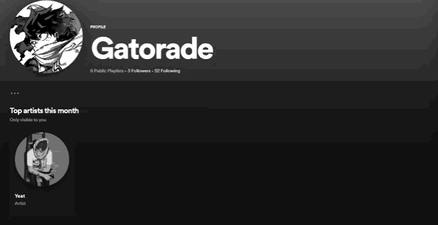 a screenshot of a profile for gatorade with a black background