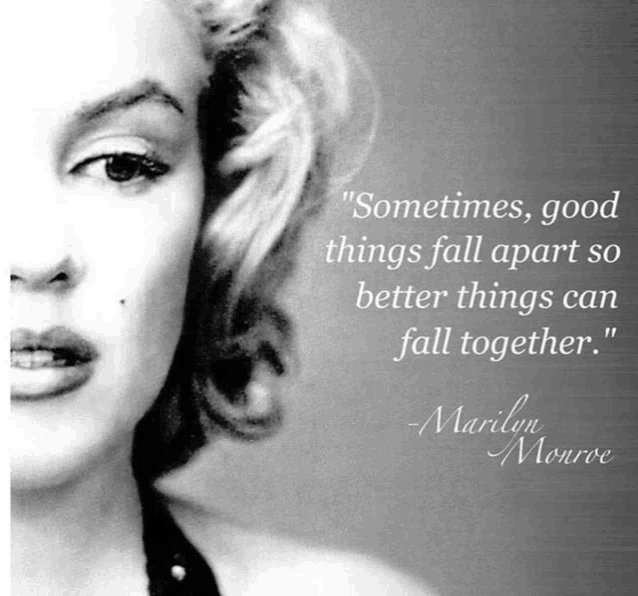 a black and white photo of marilyn monroe with a quote by her