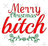 merry christmas bitch is written in red on a white background with flowers .