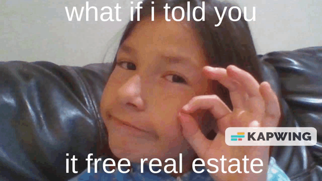 a girl is sitting on a couch with a caption that says " what if i told you it free real estate "